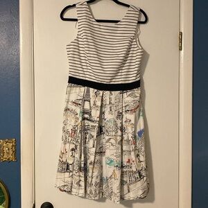 Size 12 Dress with Parisian Printed Full Skirt